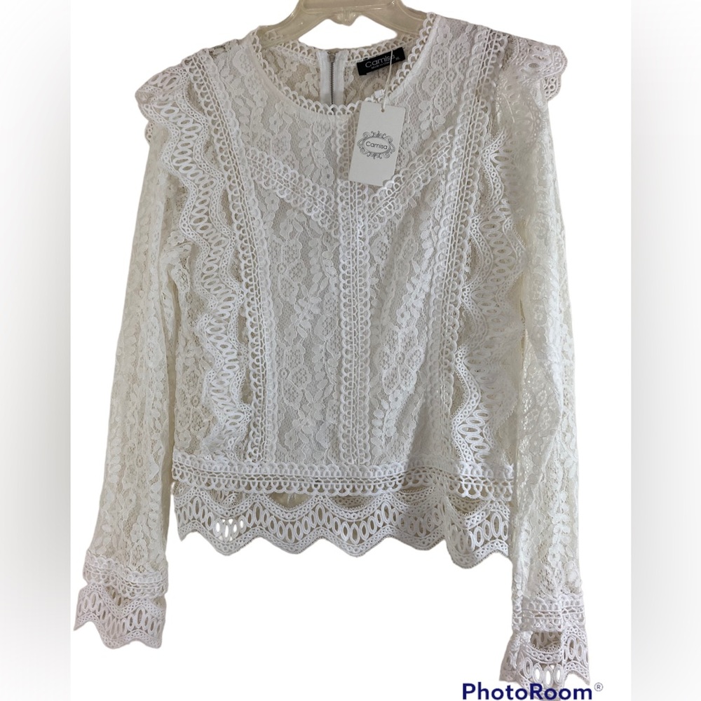 Camisa Victorian Style Lace Top Size Extra Large NWT